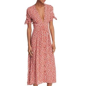 Red floral dress by faithfull the brand